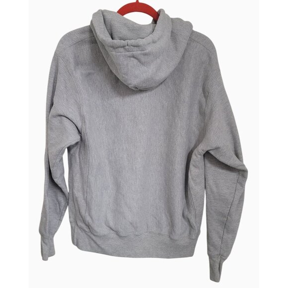 Vintage Heavy Champion Reverse Weave Gray Hoodie With Logo On Sleeve & Chest - Picture 2 of 10